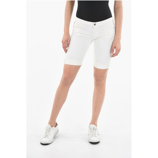 Woolrich 5 Pockets Denim Stretch Shorts with Logoed Button