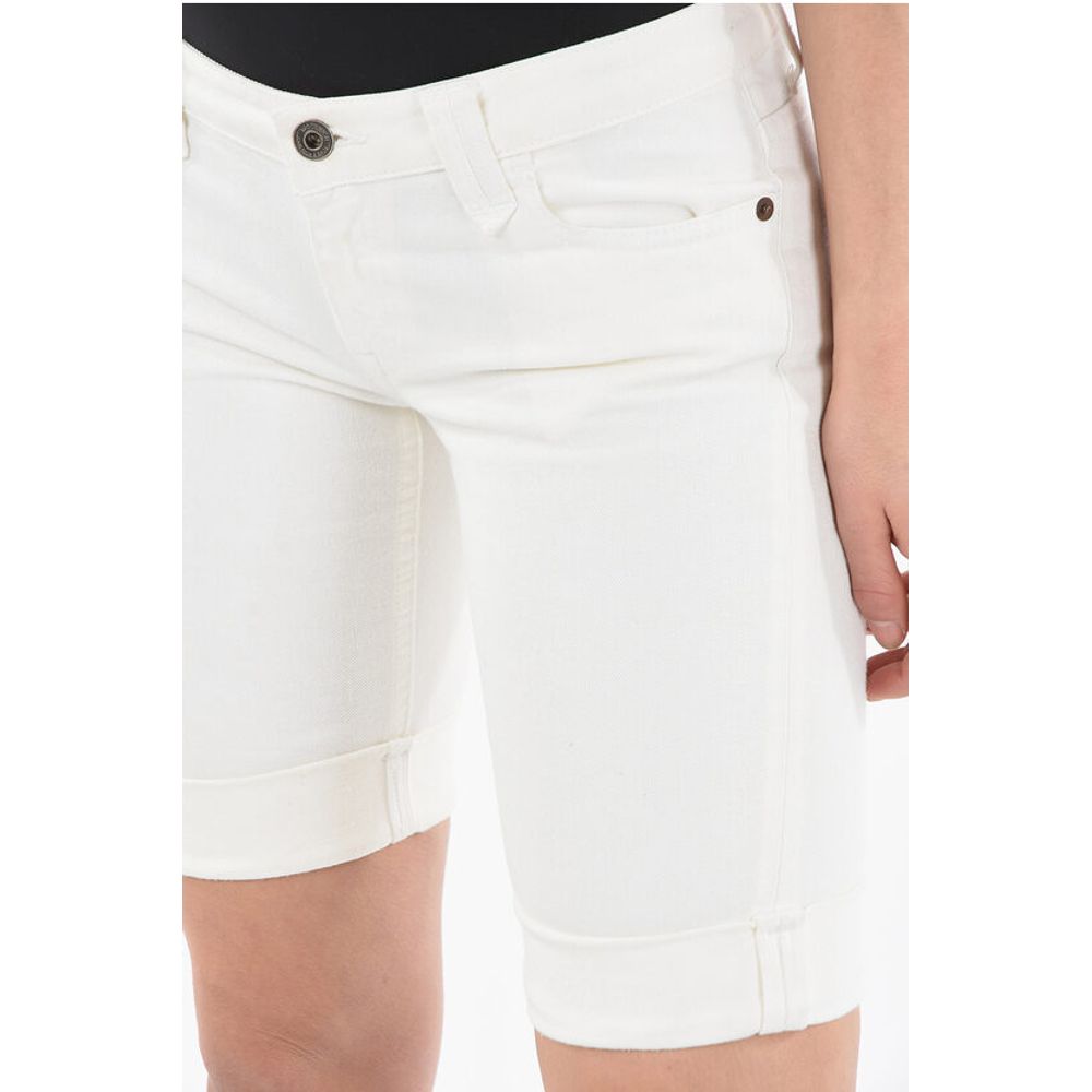 Woolrich 5 Pockets Denim Stretch Shorts with Logoed Button