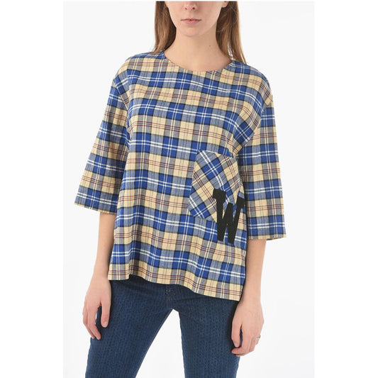 Woolrich Plaid Checked Oversized T-shirt with Maxi Monogram Patch