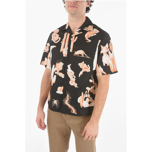 Neil Barrett Short-sleeved BURNING MAN Camp Collar Shirt