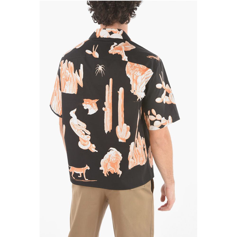 Neil Barrett Short-sleeved BURNING MAN Camp Collar Shirt
