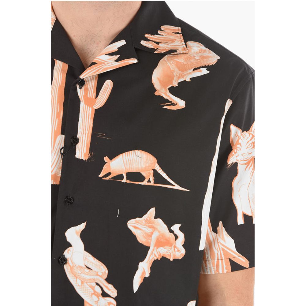 Neil Barrett Short-sleeved BURNING MAN Camp Collar Shirt