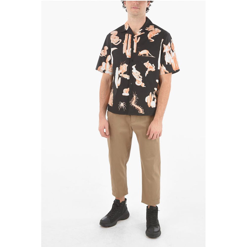 Neil Barrett Short-sleeved BURNING MAN Camp Collar Shirt