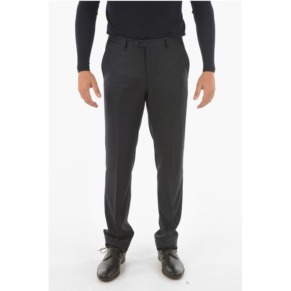 Corneliani virgin wool LEADER Mid-rise waist plain hem trousers
