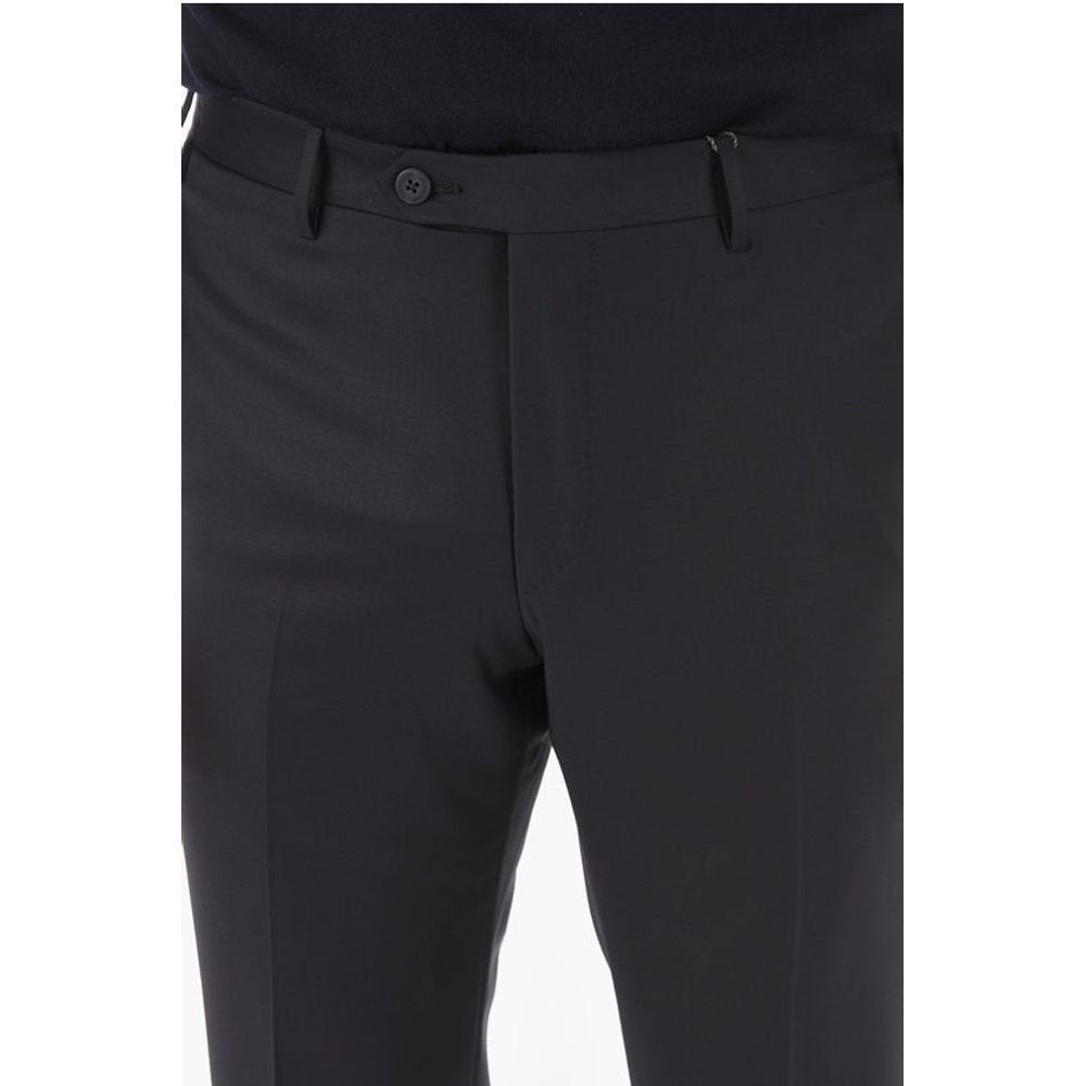 Corneliani virgin wool LEADER Mid-rise waist plain hem trousers