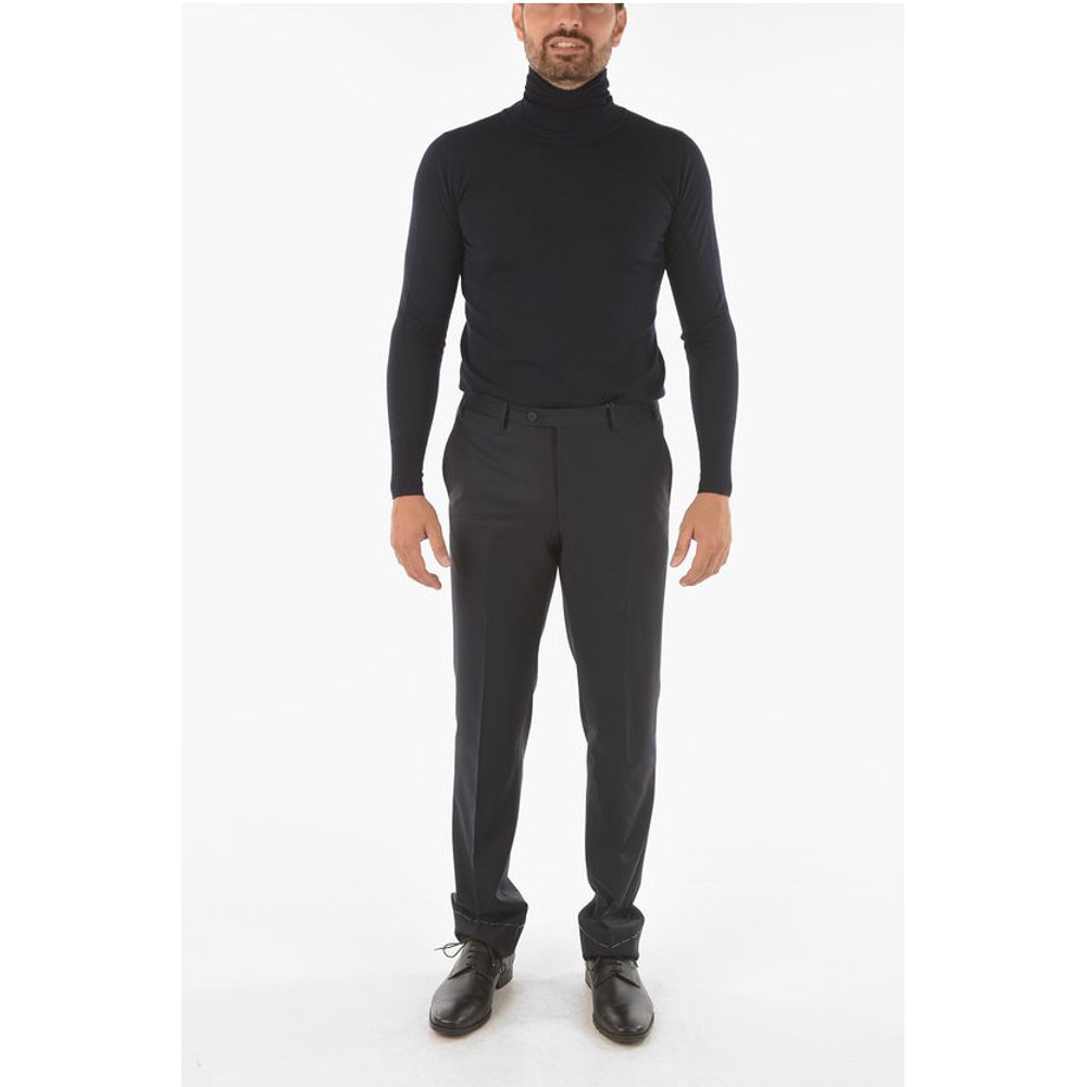 Corneliani virgin wool LEADER Mid-rise waist plain hem trousers