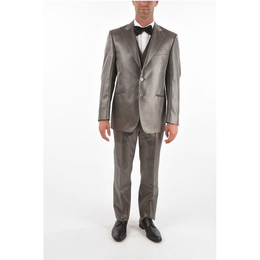 Corneliani Lurex 3-piece Waistcoat Suit with Peak Lapel