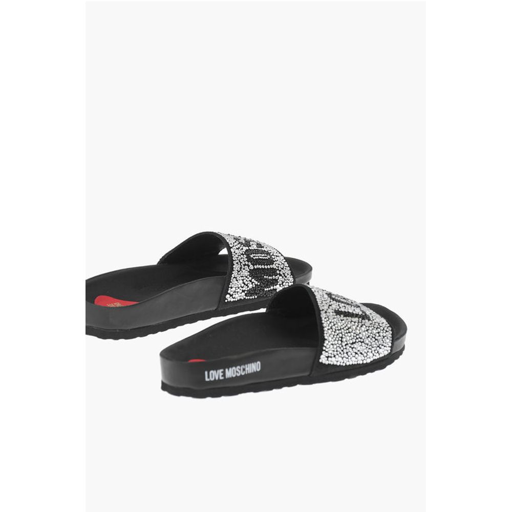 Moschino LOVE leather slides with rhinestones