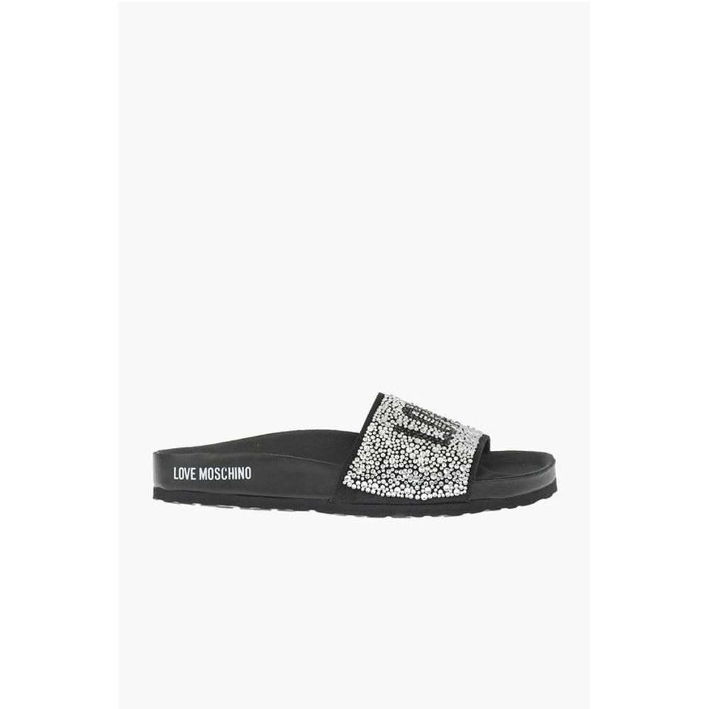 Moschino LOVE leather slides with rhinestones
