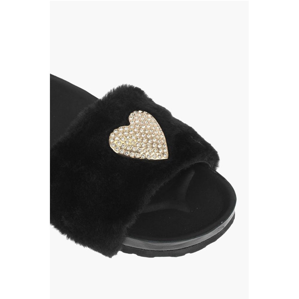 Moschino LOVE faux fur detail BIRKI30 slides