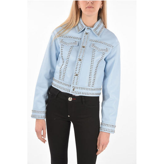 Philipp Plein COUTURE Leather Bomber Jacket CRYSTAL embellished with studs