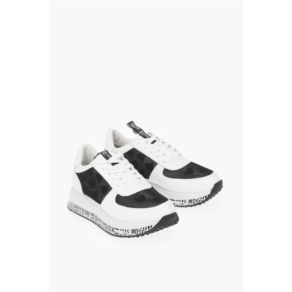 Moschino LOVE leather sneakers with mesh details and all over logo so