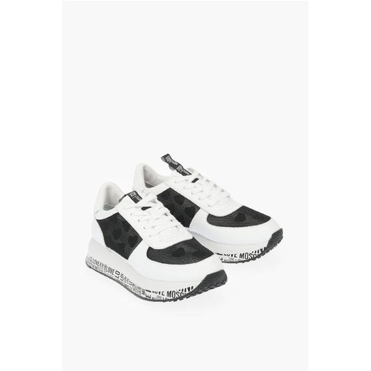 Moschino LOVE leather sneakers with mesh details and all over logo so