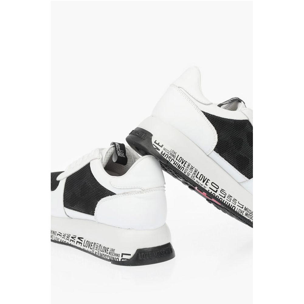 Moschino LOVE leather sneakers with mesh details and all over logo so