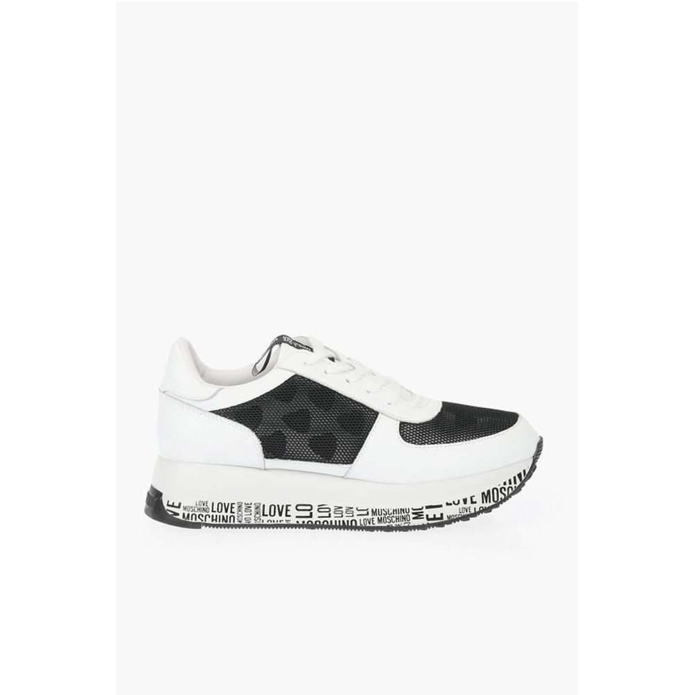 Moschino LOVE leather sneakers with mesh details and all over logo so