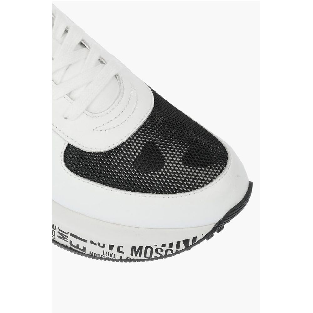 Moschino LOVE leather sneakers with mesh details and all over logo so