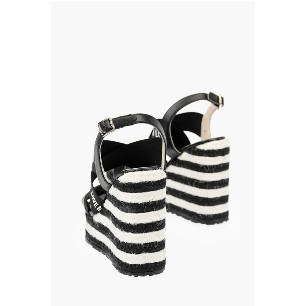 Moschino LOVE Leather Wedge Sandals with Logo 12cm
