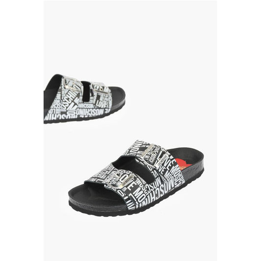 Moschino LOVE Slides Sandals BIRKI130 with Logoed Buckles