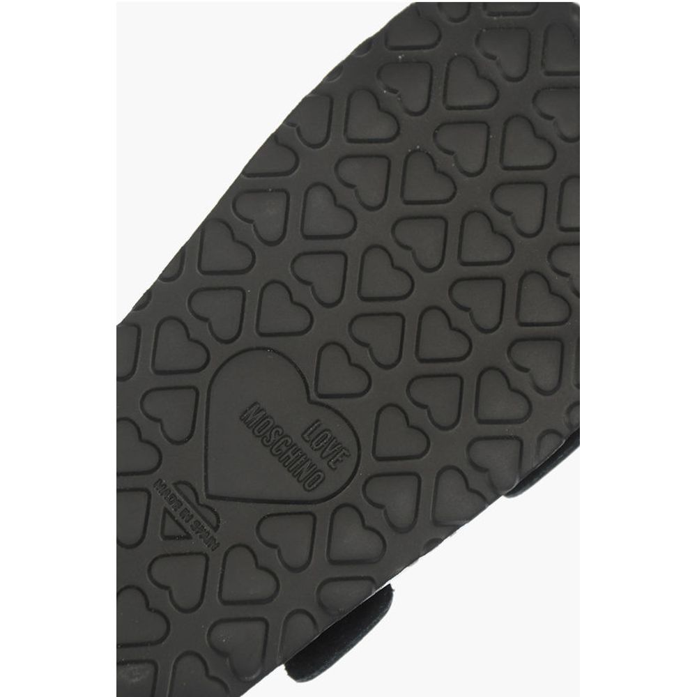Moschino LOVE Slides Sandals BIRKI130 with Logoed Buckles