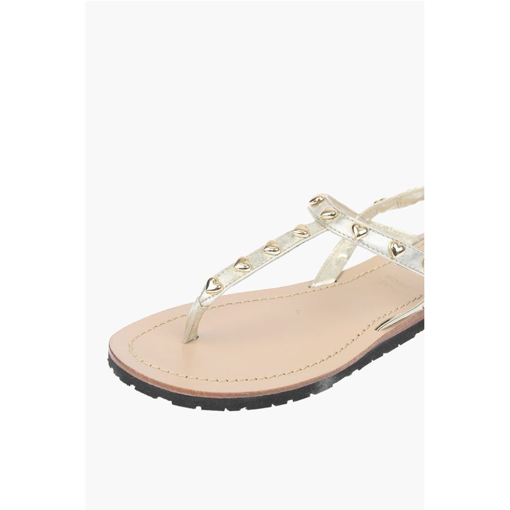 Moschino LOVE Laminated Leather Thong Sandals CAPRI with Studs