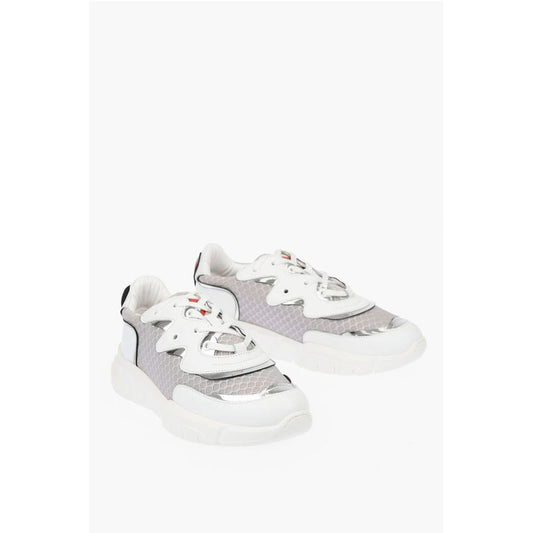 Moschino LOVE Leather and Fabric Sneakers RUNNING35 with Logoed Heart