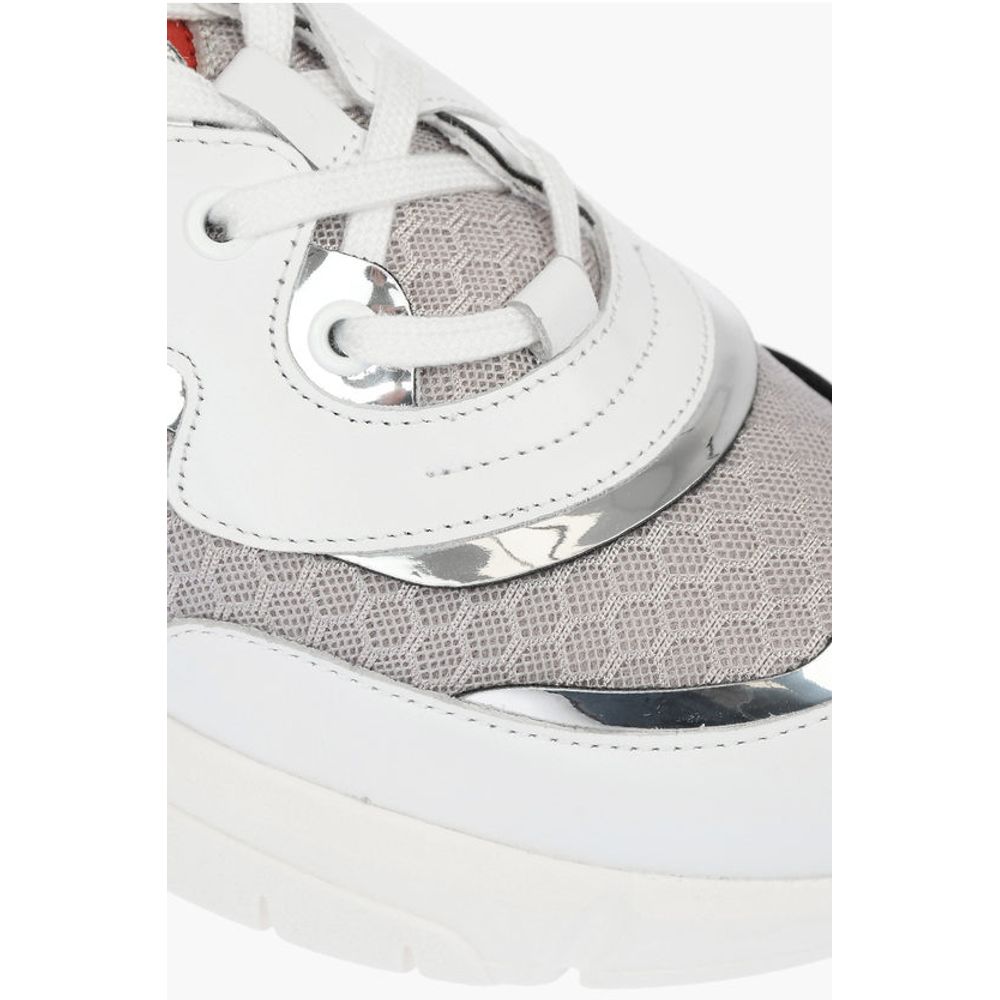 Moschino LOVE Leather and Fabric Sneakers RUNNING35 with Logoed Heart