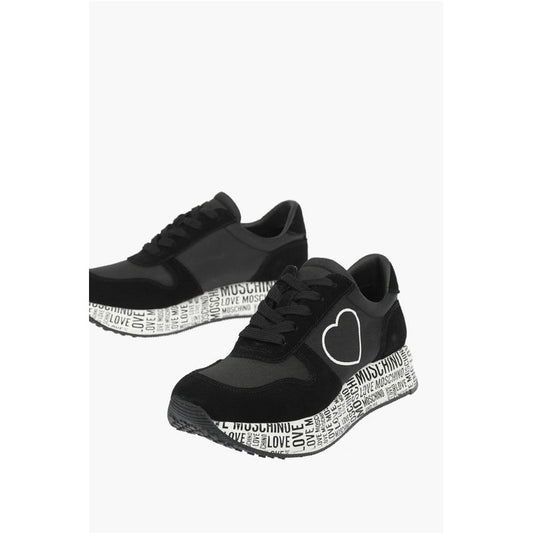 Moschino LOVE suede leather and fabric sneakers with logoed sole