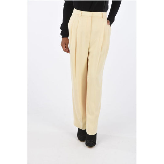 Tory Burch High-waisted Flared Pants in Crepe Effect with Double-pleat