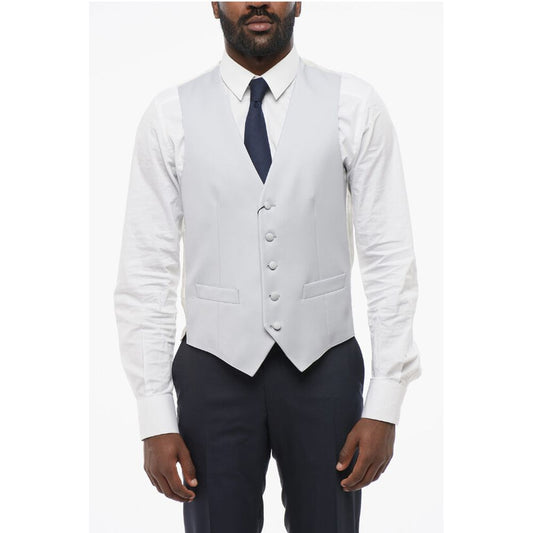Corneliani 5 Buttons Silk Vest With Jetted Pockets