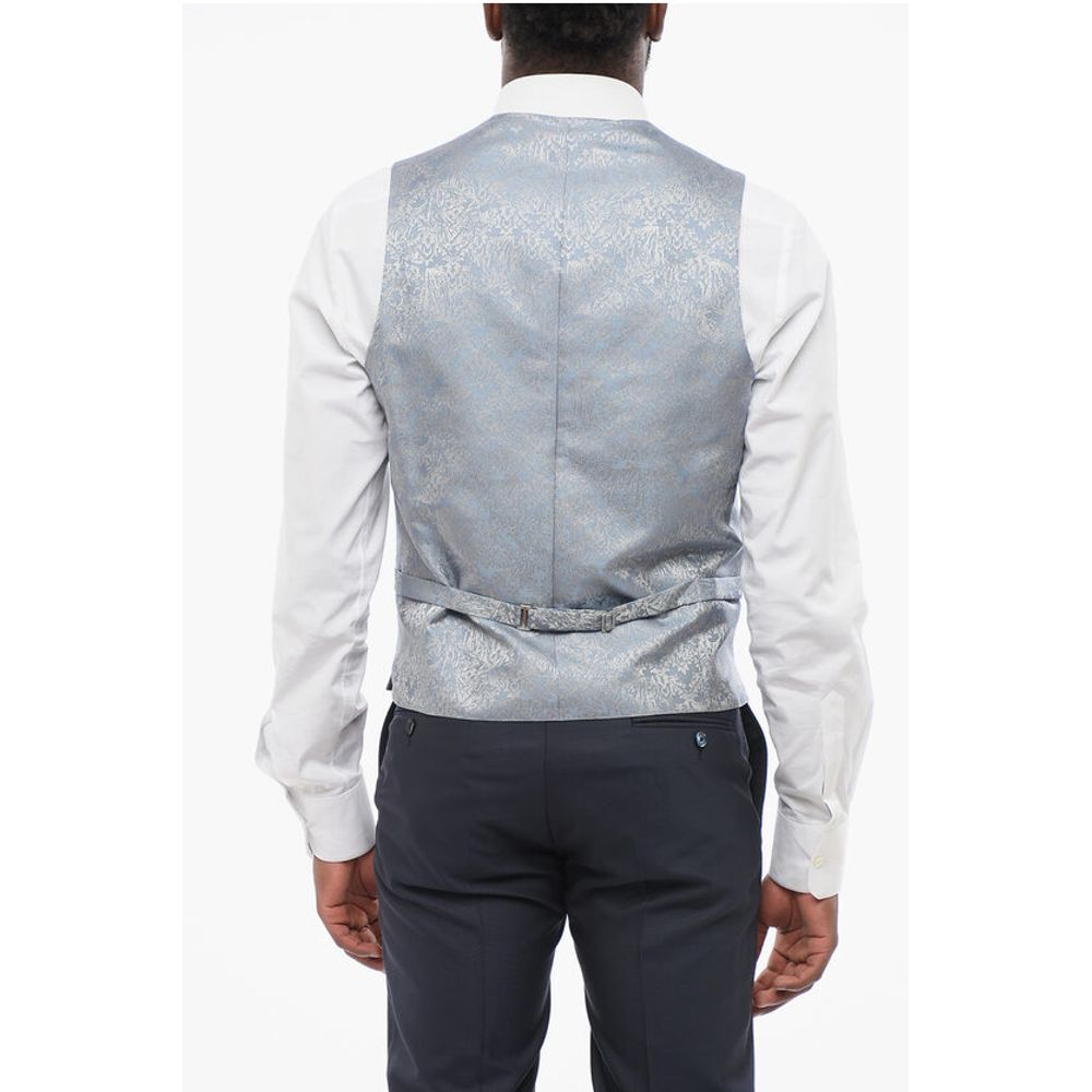 Corneliani Blended Silk Damasked Motif Vest with Half-Belt