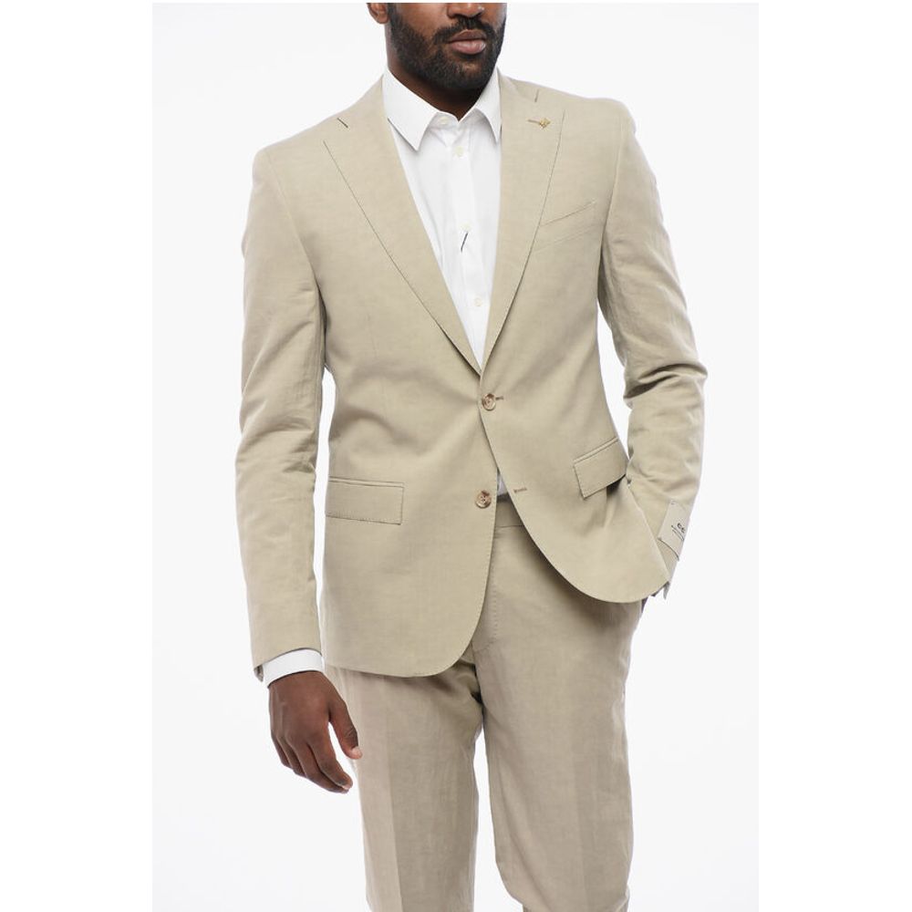 Corneliani CC COLLECTION Linen Blend RESET Suit with Flap Pockets