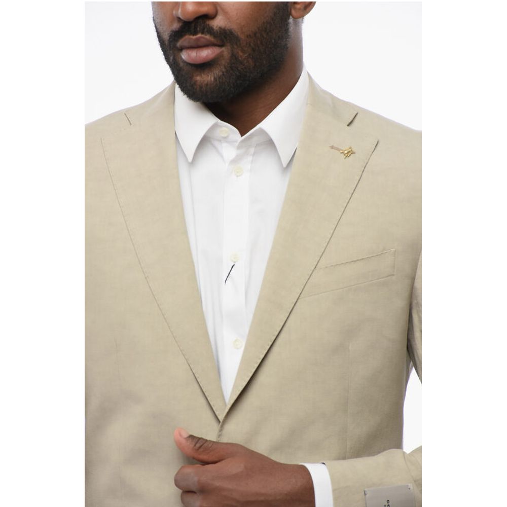 Corneliani CC COLLECTION Linen Blend RESET Suit with Flap Pockets