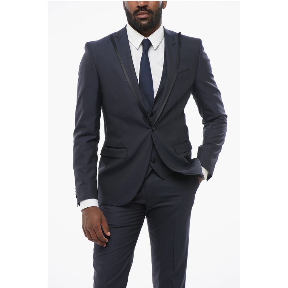 Corneliani CODE Three-Pieces Suit with Contrasting Trims