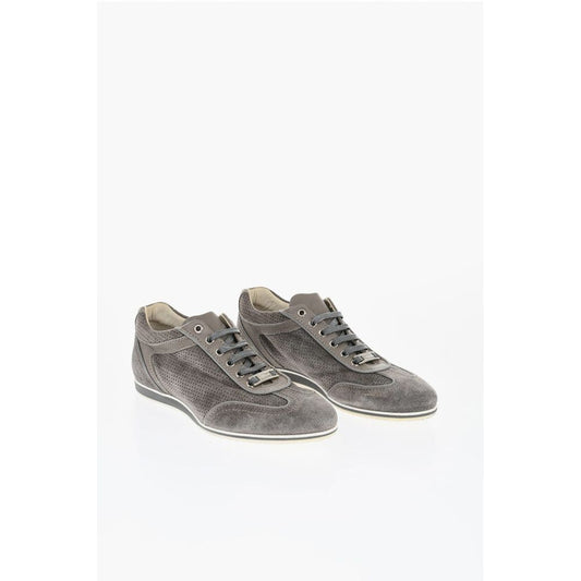 Corneliani ID Suede Low Top Sneakers with Perforated Inserts