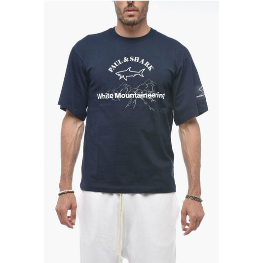 Paul & Shark WHITE MOUNTAINEERING Solid Color Crew-neck T-Shirt with Prin