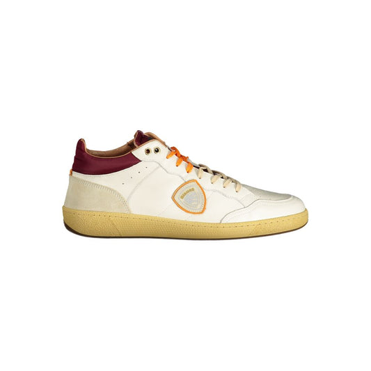 Blauer White Leather Men Sneaker