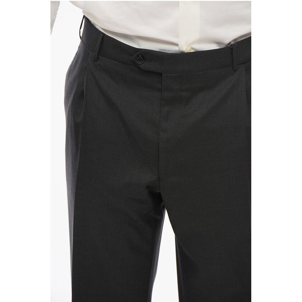 Corneliani Virgin Wool MANTUA Pants with Concealed Closure