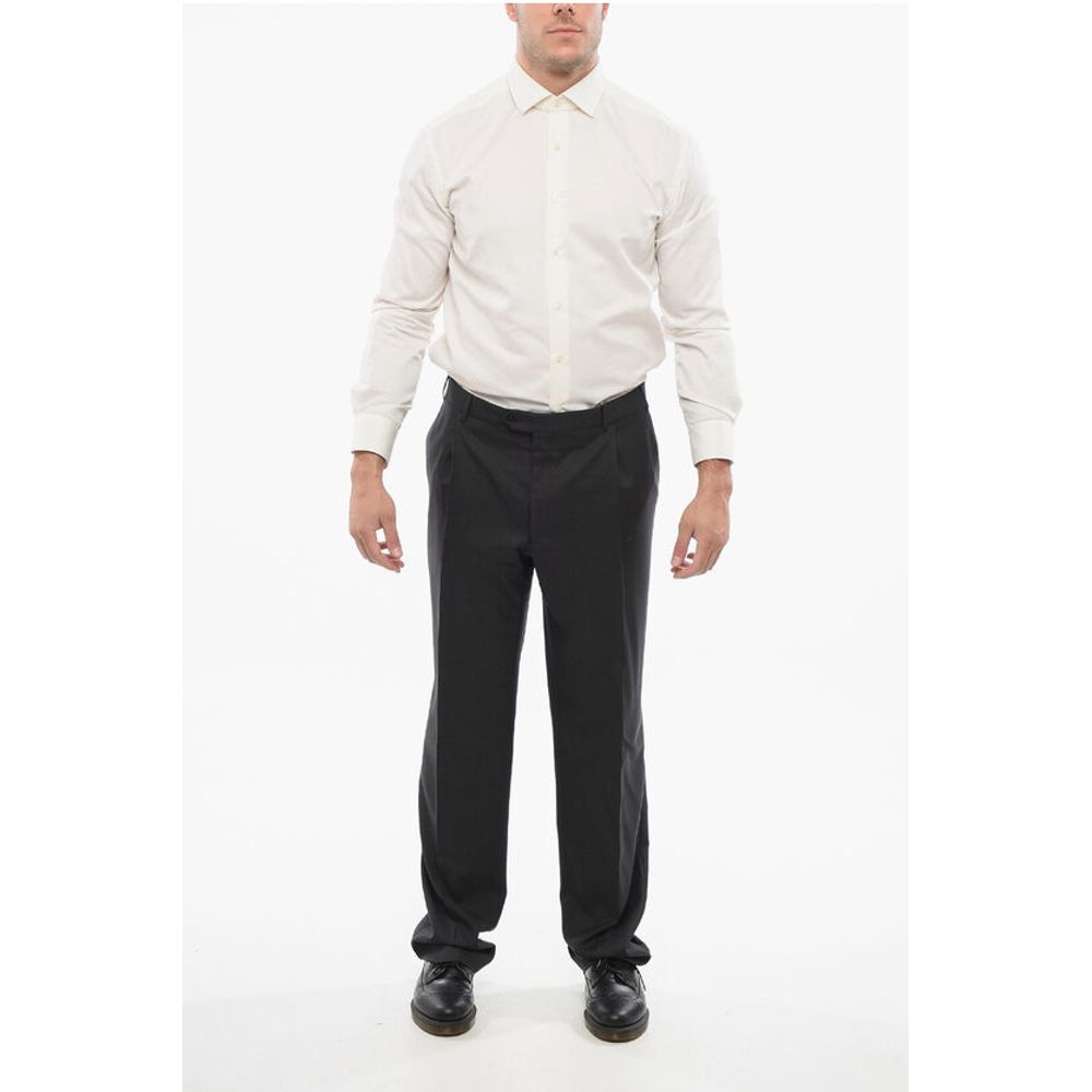 Corneliani Virgin Wool MANTUA Pants with Concealed Closure