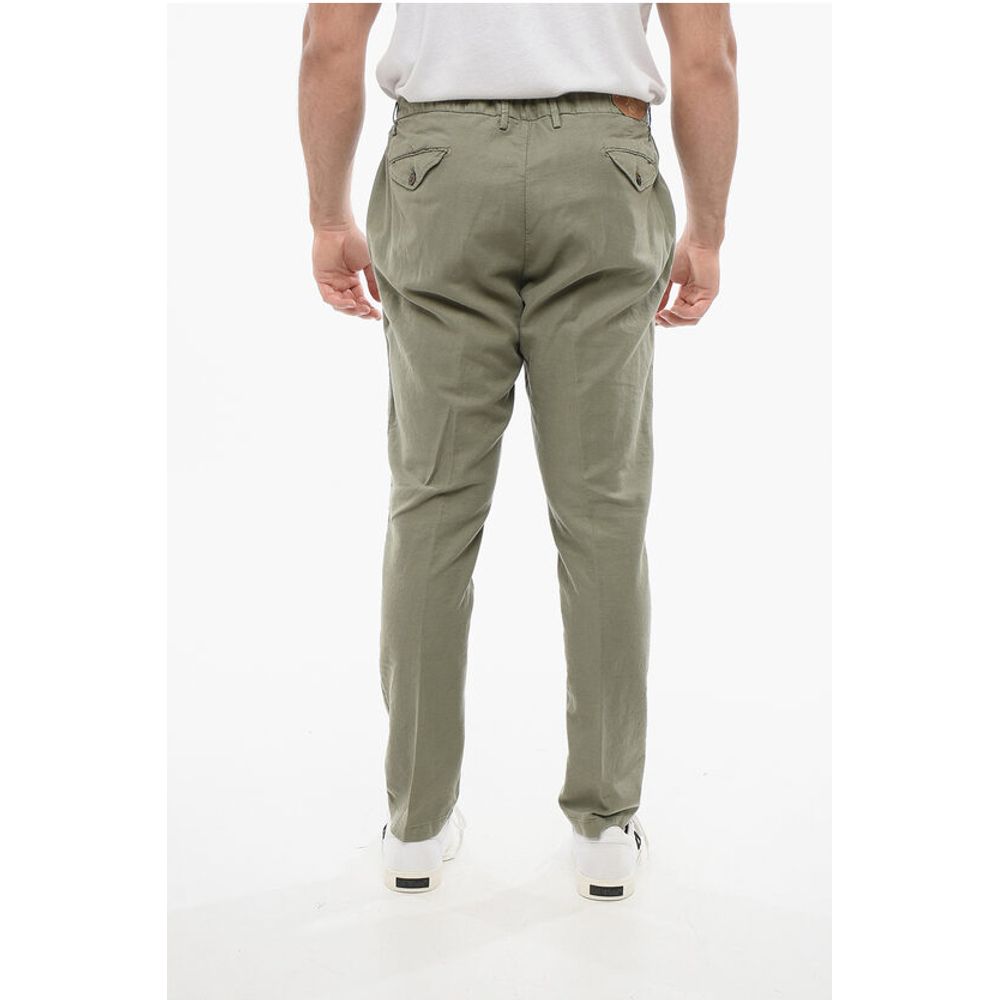 Corneliani CC COLLECTION Linen Blend Pants with Drawstringed Waist