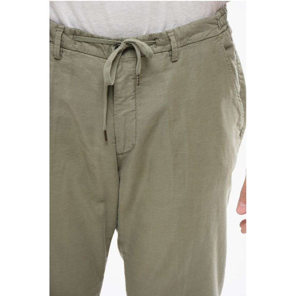 Corneliani CC COLLECTION Linen Blend Pants with Drawstringed Waist