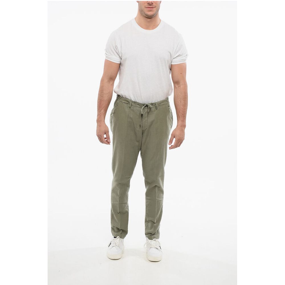 Corneliani CC COLLECTION Linen Blend Pants with Drawstringed Waist
