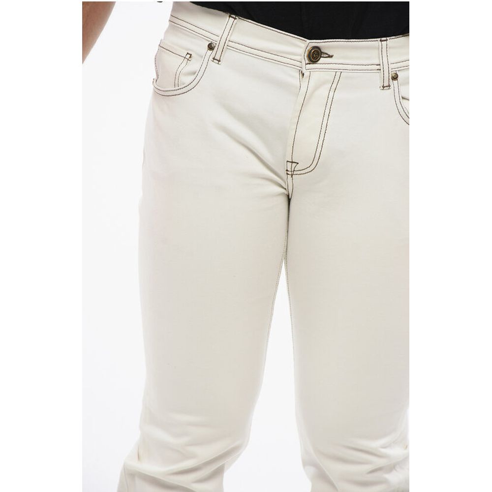 Corneliani ID Straight-leg Denims with Contrasting Stitching