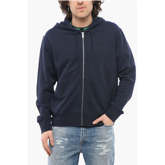 Autry Solid Color Cotton Sweatshirt with Hood and Zip Closure