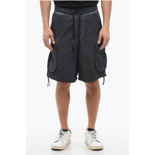 A Paper Kid Faded Effect Cotton and Nylon Cargo Shorts