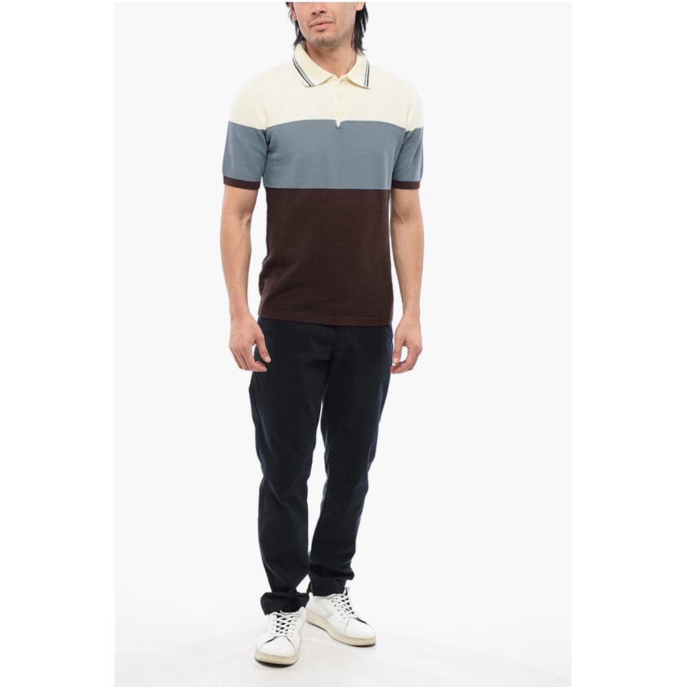 Altea Cotton Knit Color Block Polo