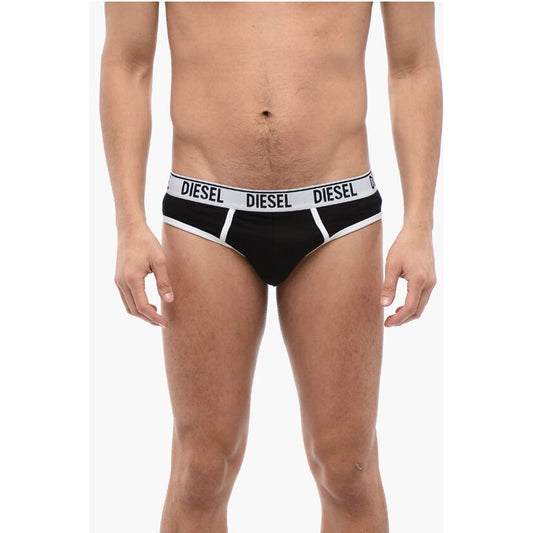 Diesel Set of 2 Stretch Cotton Briefs with Logoed Elastic Band