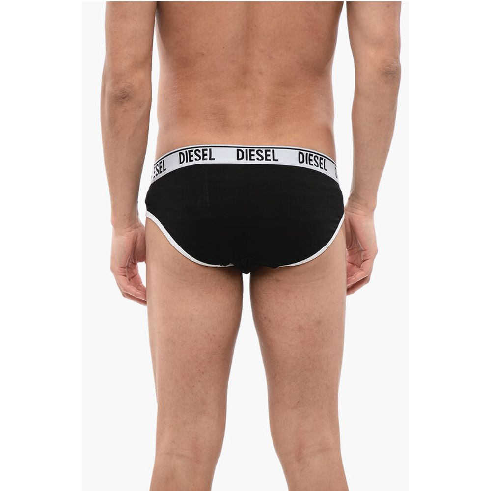 Diesel Set of 2 Stretch Cotton Briefs with Logoed Elastic Band