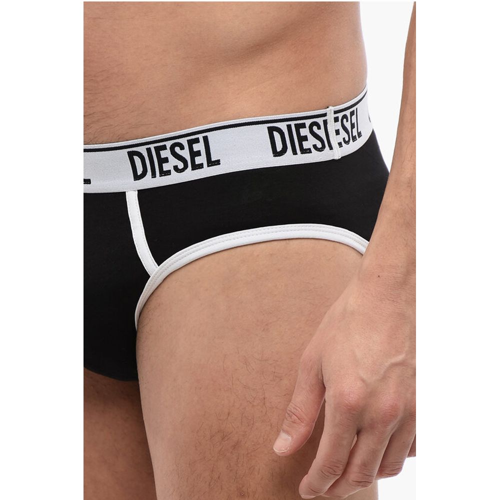 Diesel Set of 2 Stretch Cotton Briefs with Logoed Elastic Band