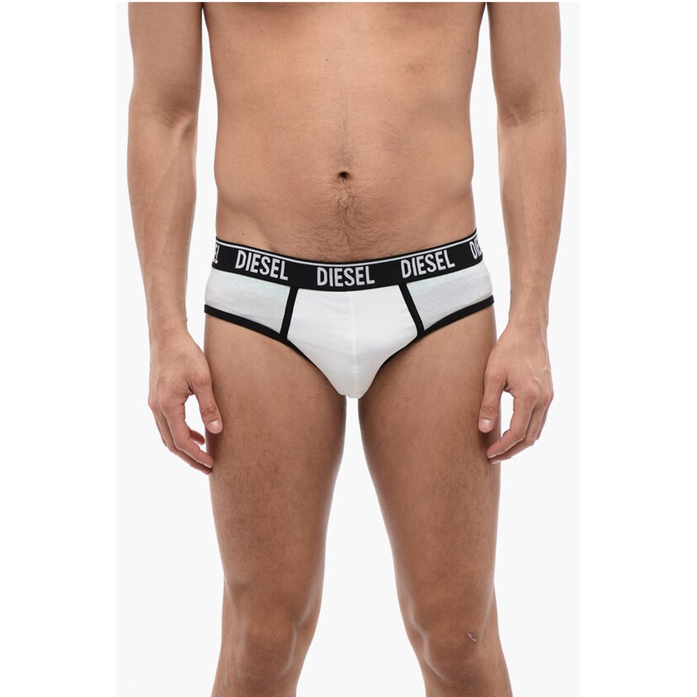 Diesel Set of 2 Stretch Cotton Briefs with Logoed Elastic Band