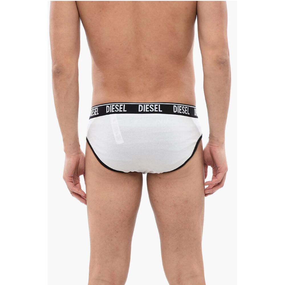 Diesel Set of 2 Stretch Cotton Briefs with Logoed Elastic Band